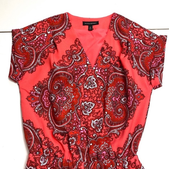 NWOT Banana Republic Paisley Print Romper Red - Picture 4 of 7